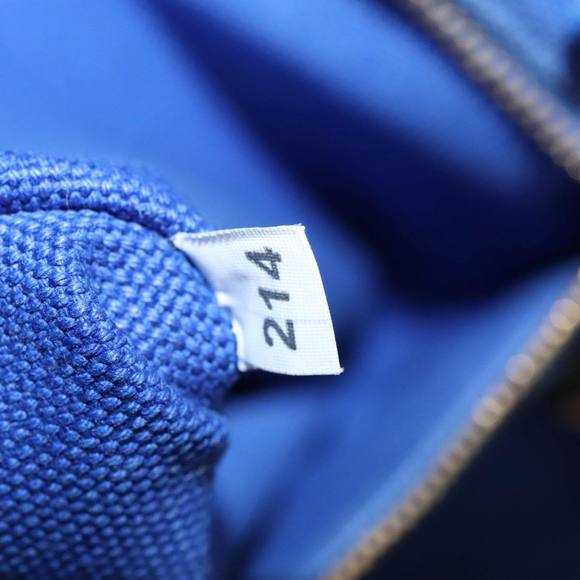 PRADA Canapa MM Hand Bag Canvas Blue Gold Auth 101425 - Picture 12 of 16